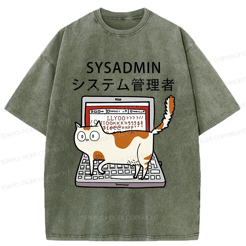 Tokyo-Tiger Naughty Cat Japan Washed T-Shirt