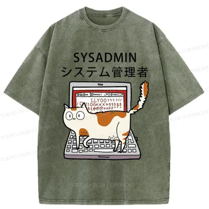 Tokyo-Tiger Naughty Cat Japan Washed T-Shirt