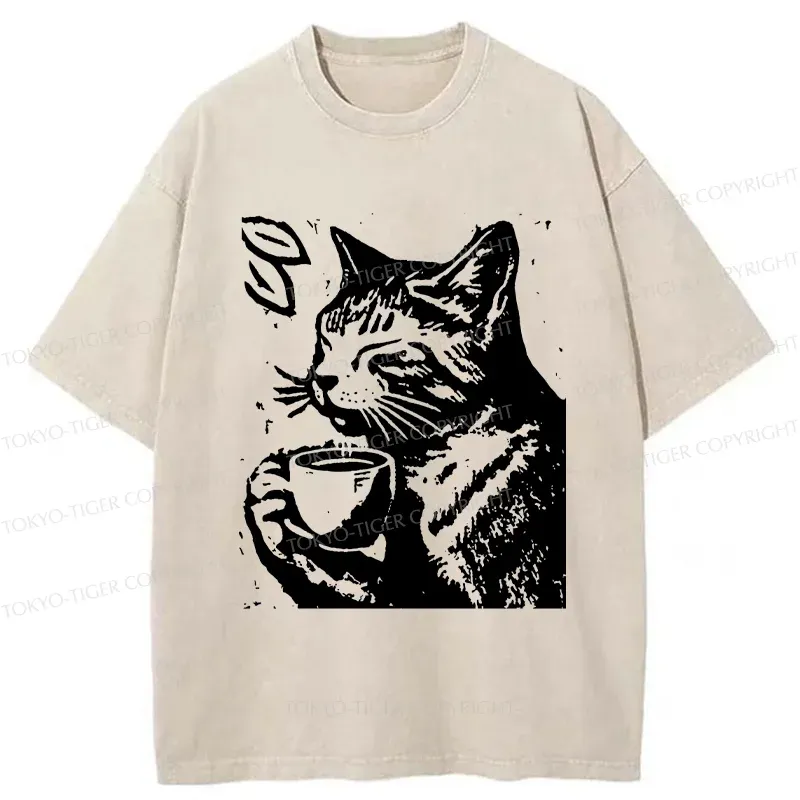 Tokyo-Tiger Comfortable Cat Washed T-Shirt