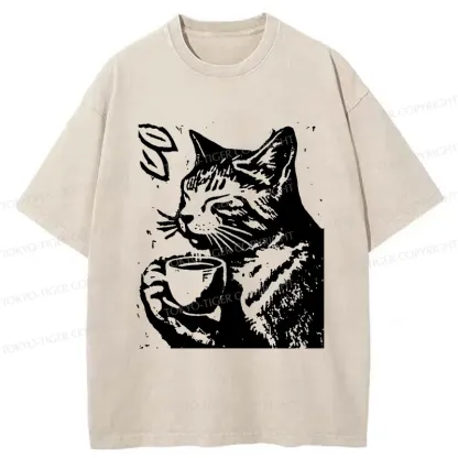 Tokyo-Tiger Comfortable Cat Washed T-Shirt