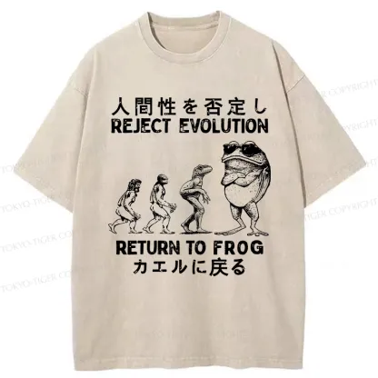 Tokyo-Tiger Reject Evolution Return To Frog Funny Washed T-Shirt