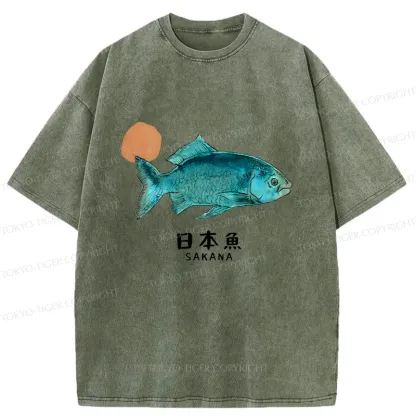 Tokyo-Tiger Japanese Fish Washed T-Shirt