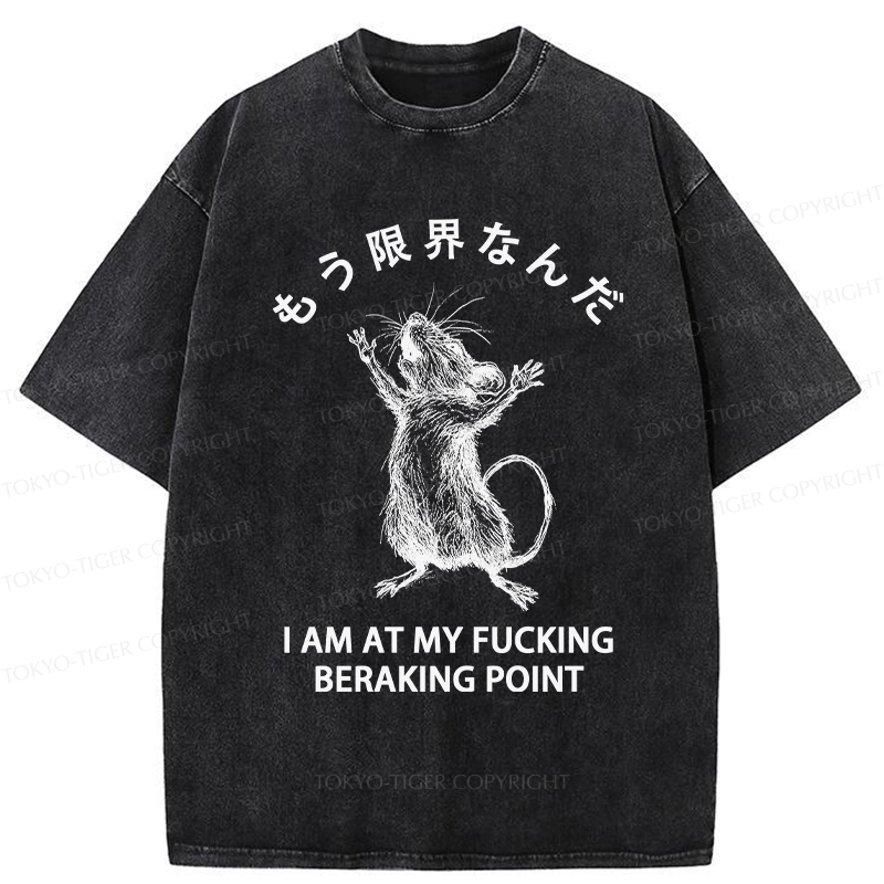 Tokyo-Tiger Funny Crash Mouse Washed T-Shirt