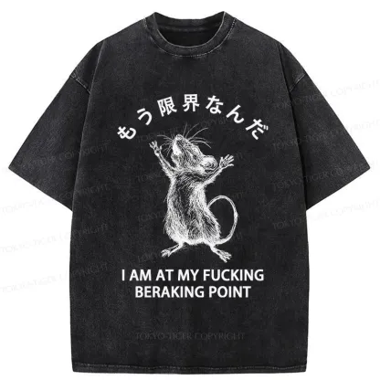 Tokyo-Tiger Funny Crash Mouse Washed T-Shirt