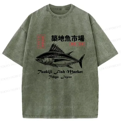 Tokyo-Tiger Vintage Tokyo Fish Market Washed T-Shirt