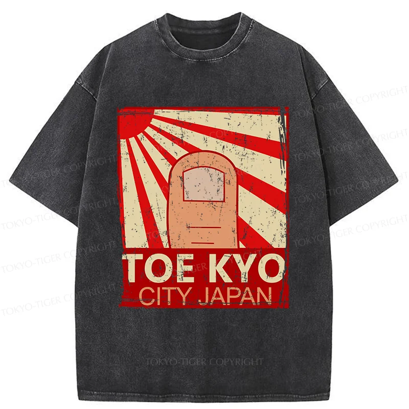 Tokyo-Tiger Toe Kyo Funny Washed T-Shirt
