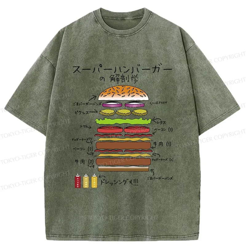 Tokyo-Tiger Anatomy Of A Hamburger Washed T-Shirt