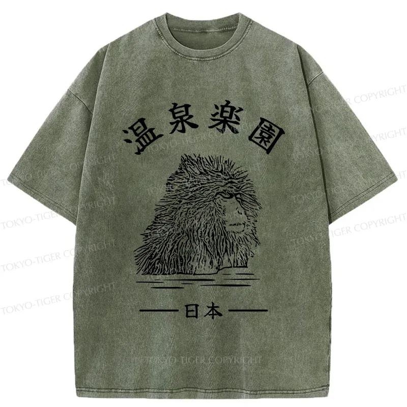 Tokyo-Tiger Hot Spring Monkey Washed T-Shirt