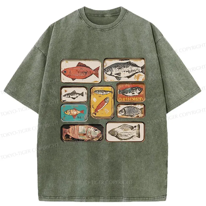 Tokyo-Tiger Vintage Canned Fish Washed T-Shirt