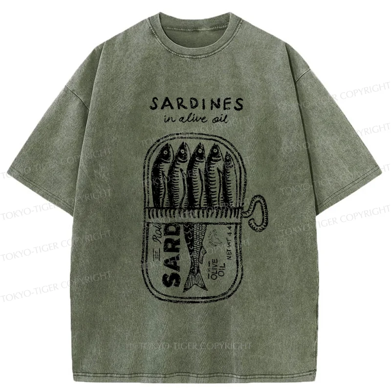 Tokyo-Tiger Canned Sardines Washed T-Shirt
