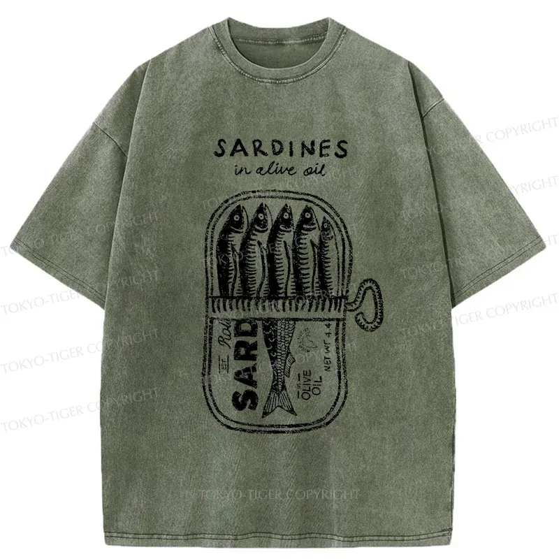 Tokyo-Tiger Canned Sardines Washed T-Shirt