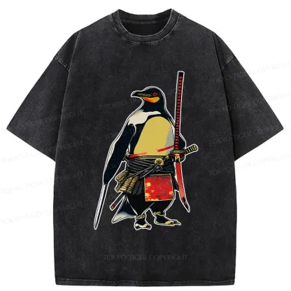 Tokyo-Tiger Samurai Penguin Washed T-Shirt
