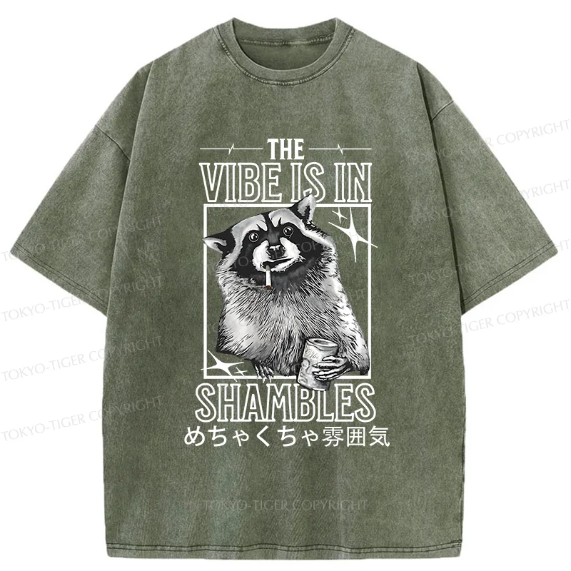 Tokyo-Tiger Naughty Raccoon Washed T-Shirt