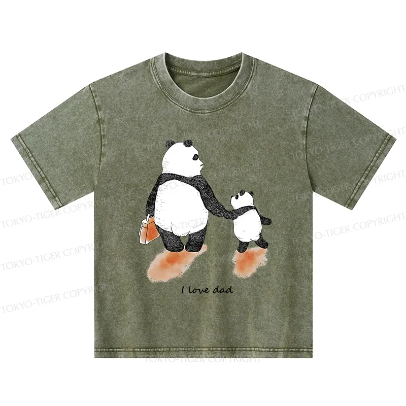 Tokyo-Tiger I Love My Father Kids Washed T-Shirt