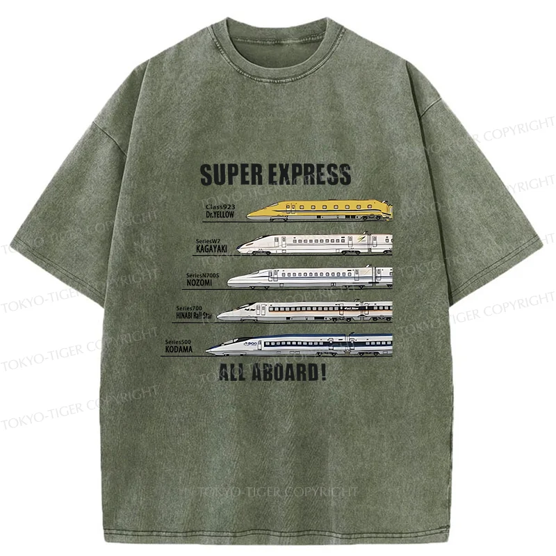 Tokyo-Tiger Japan Shinkansen Kanji Washed T-Shirt