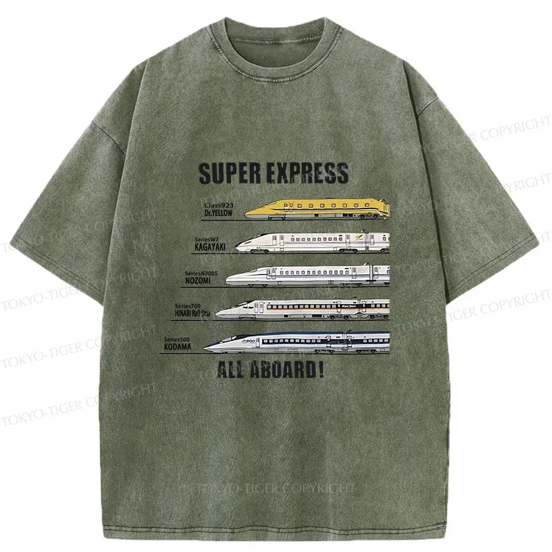 Tokyo-Tiger Japan Shinkansen Kanji Washed T-Shirt