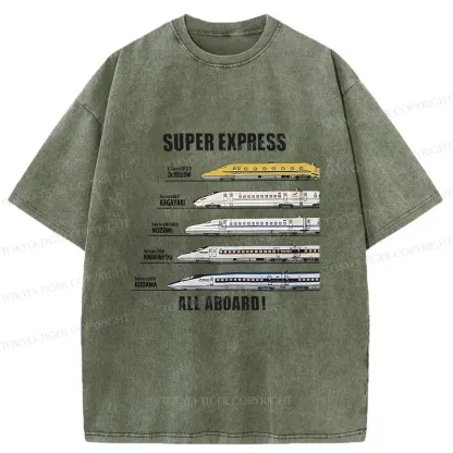 Tokyo-Tiger Japan Shinkansen Kanji Washed T-Shirt
