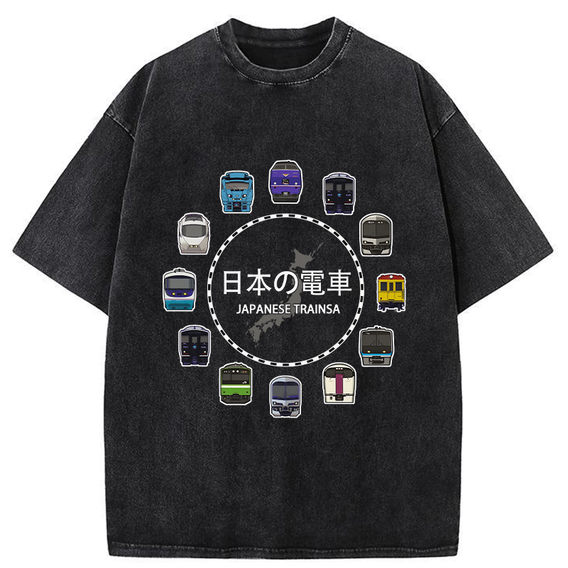 Tokyo-Tiger Japanese Trains Washed T-Shirt