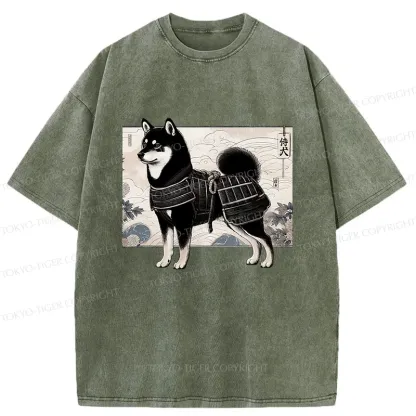 Tokyo-Tiger Cute Japanese Shiba Inu Washed T-Shirt