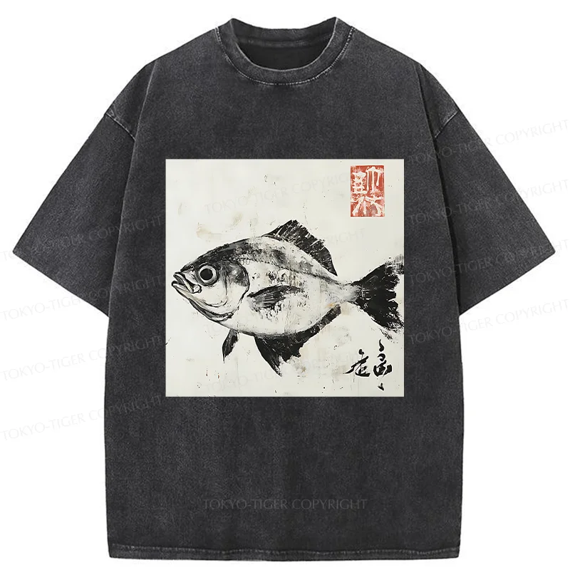 Tokyo-Tiger Vintage Fish Washed T-Shirt