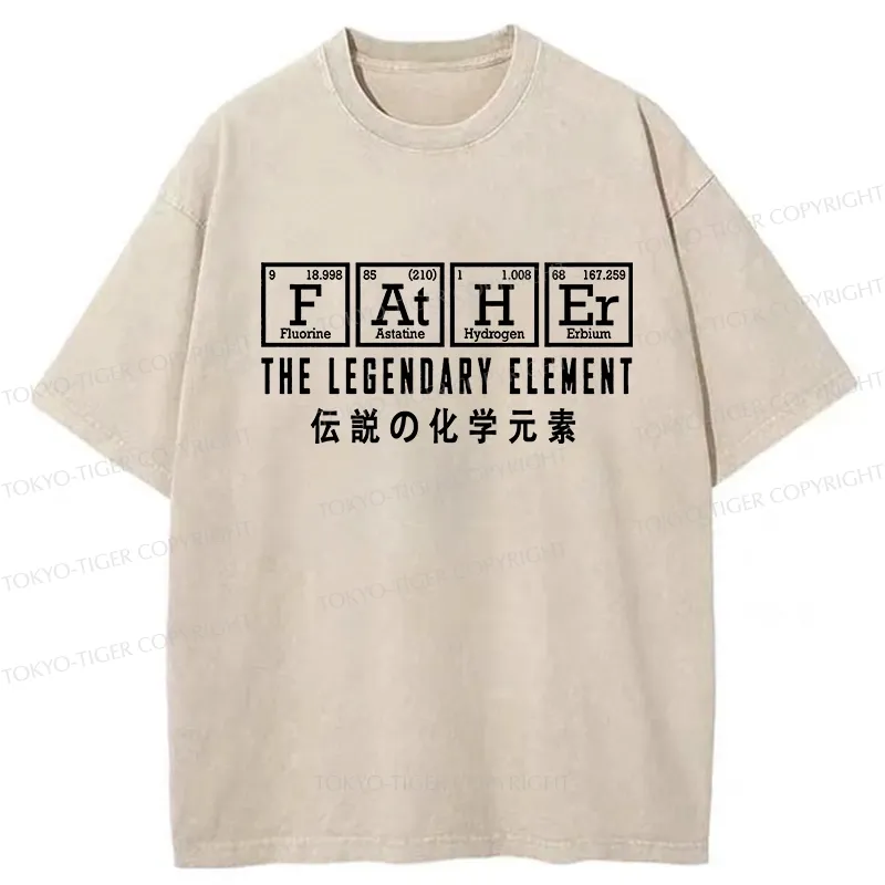 Tokyo-Tiger Funny Father Chemical Element Washed T-Shirt