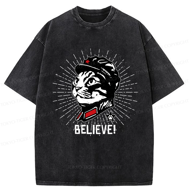 Tokyo-Tiger Trust Cat Chairman Washed T-Shirt