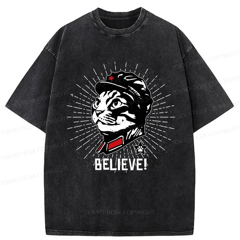 Tokyo-Tiger Trust Cat Chairman Washed T-Shirt