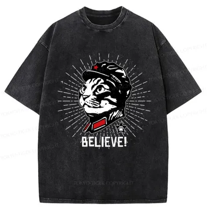 Tokyo-Tiger Trust Cat Chairman Washed T-Shirt