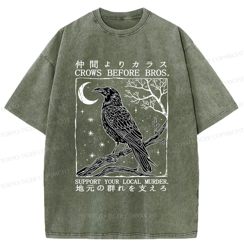 Tokyo-Tiger Funny Crow Washed T-Shirt