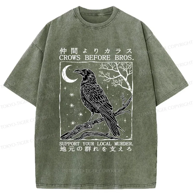 Tokyo-Tiger Funny Crow Washed T-Shirt