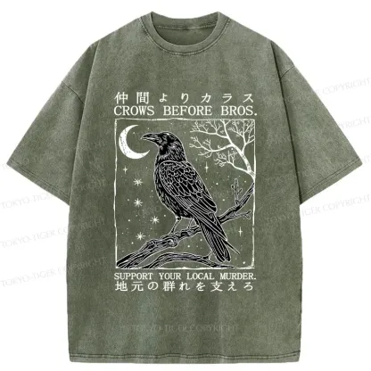 Tokyo-Tiger Funny Crow Washed T-Shirt