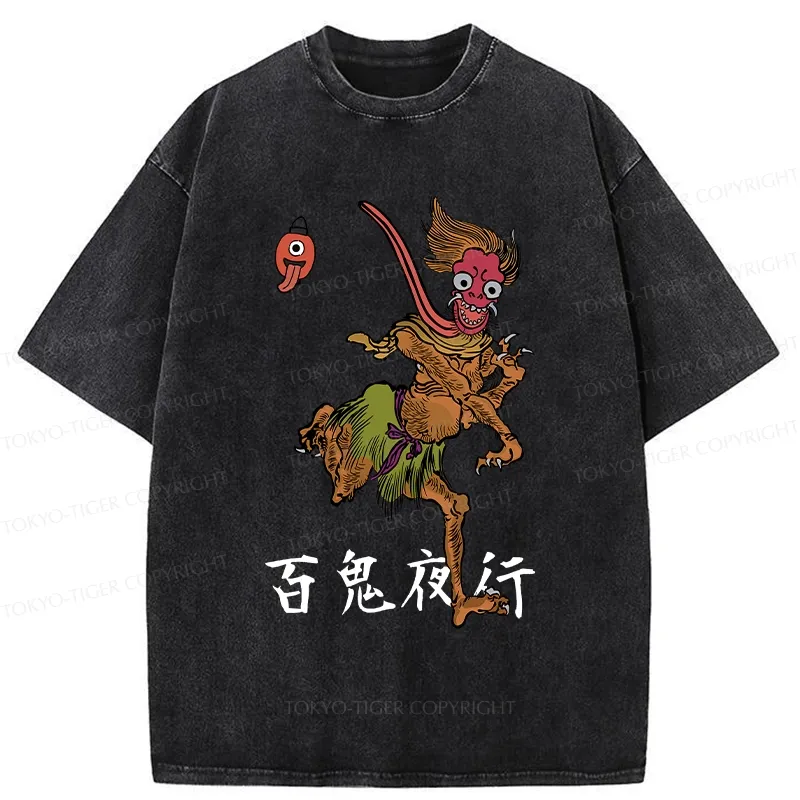 Tokyo-Tiger Night Parade of One Hundred Demons Washed T-Shirt