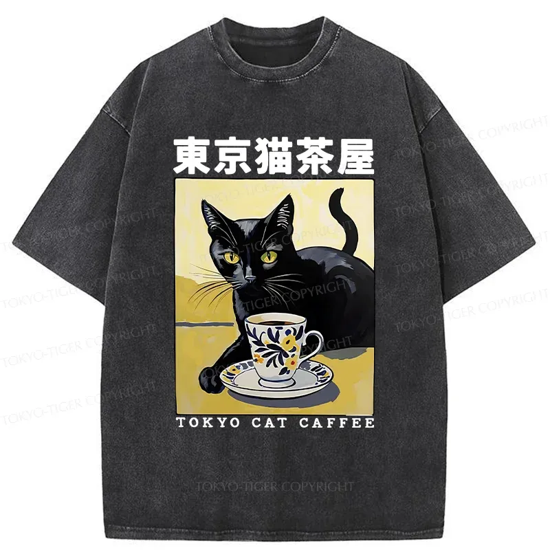 Tokyo-Tiger Japanese Cat Cafe Washed T-Shirt