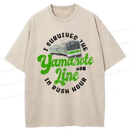 Tokyo-Tiger Funny Yamanote Line Washed T-Shirt