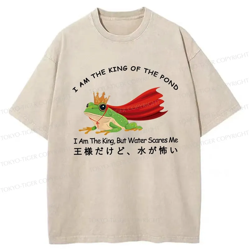 Tokyo-Tiger Frog King Afraid Of Water Washed T-Shirt