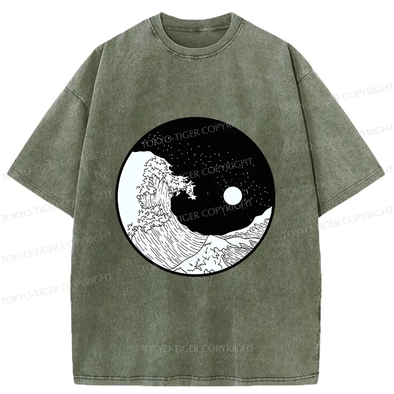 Tokyo-Tiger Tai Chi And Wave Washed T-Shirt