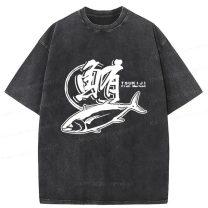 Tokyo-Tiger Tuna Market Washed T-Shirt