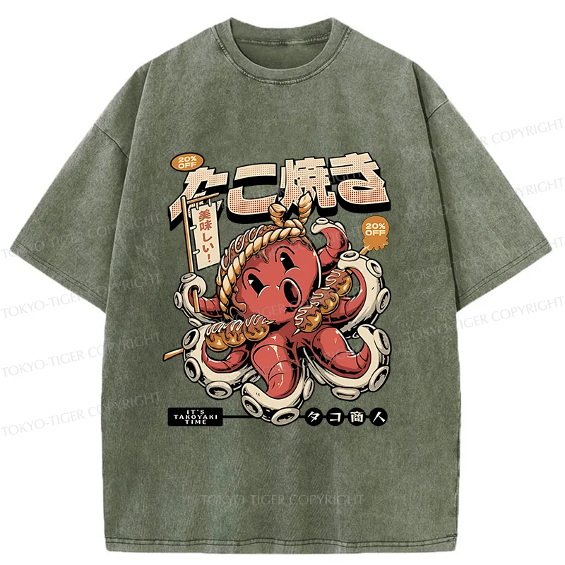 Tokyo-Tiger Delicious Octopus Balls Washed T-Shirt