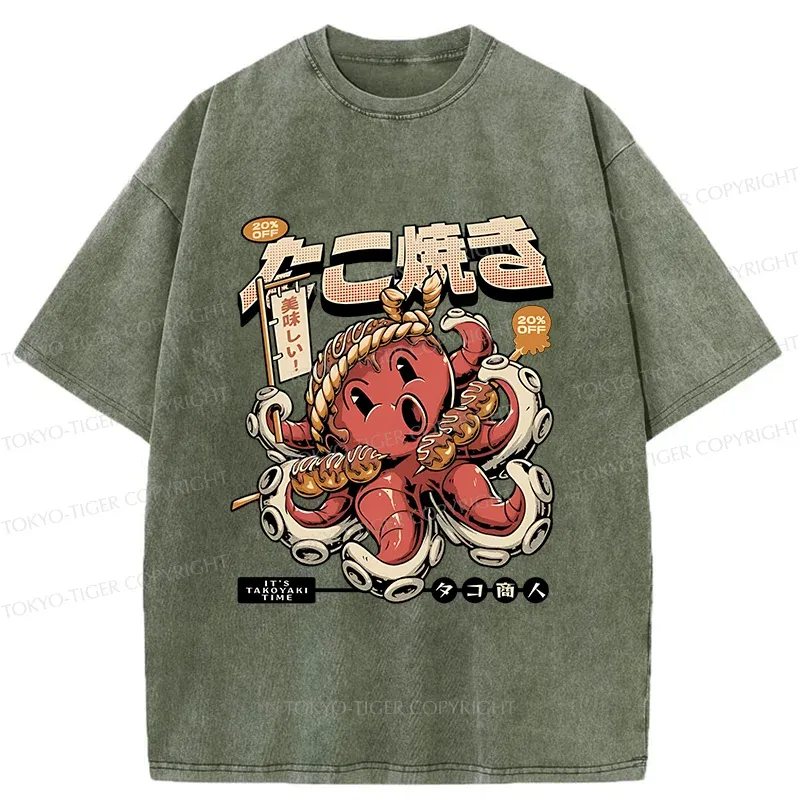 Tokyo-Tiger Delicious Octopus Balls Washed T-Shirt