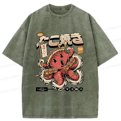 Tokyo-Tiger Delicious Octopus Balls Washed T-Shirt