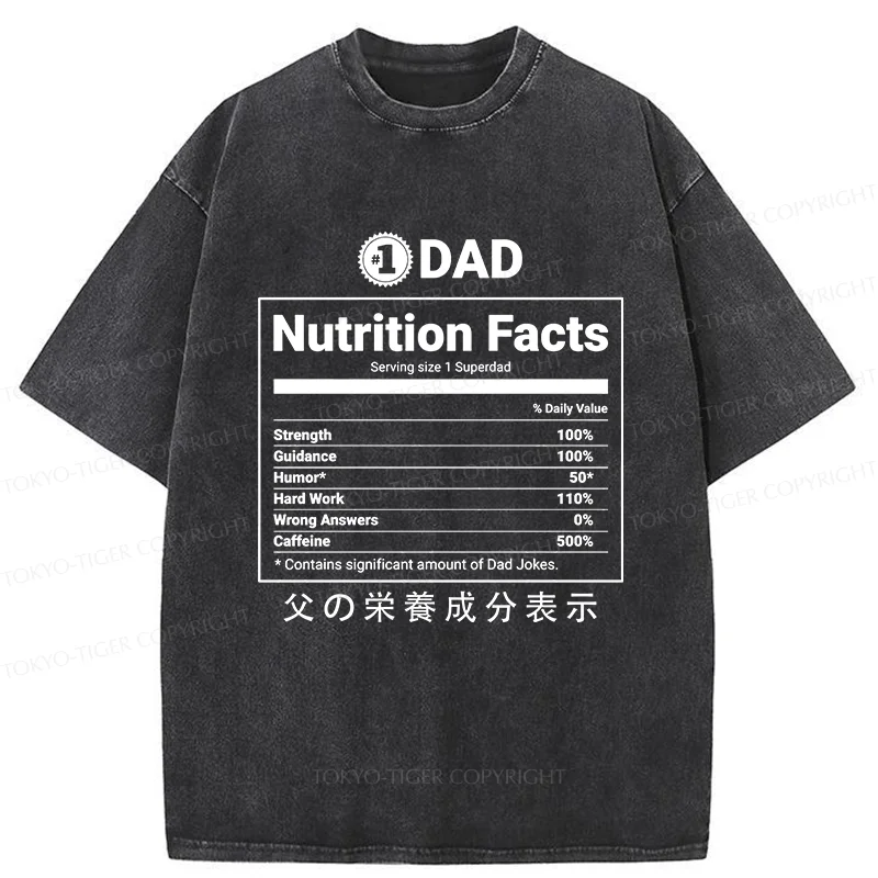 Tokyo-Tiger Father Nutrition Facts Washed T-Shirt