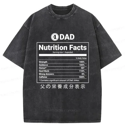 Tokyo-Tiger Father Nutrition Facts Washed T-Shirt