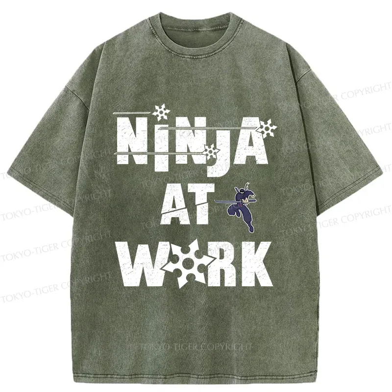 Tokyo-Tiger Funny Ninja Washed T-Shirt