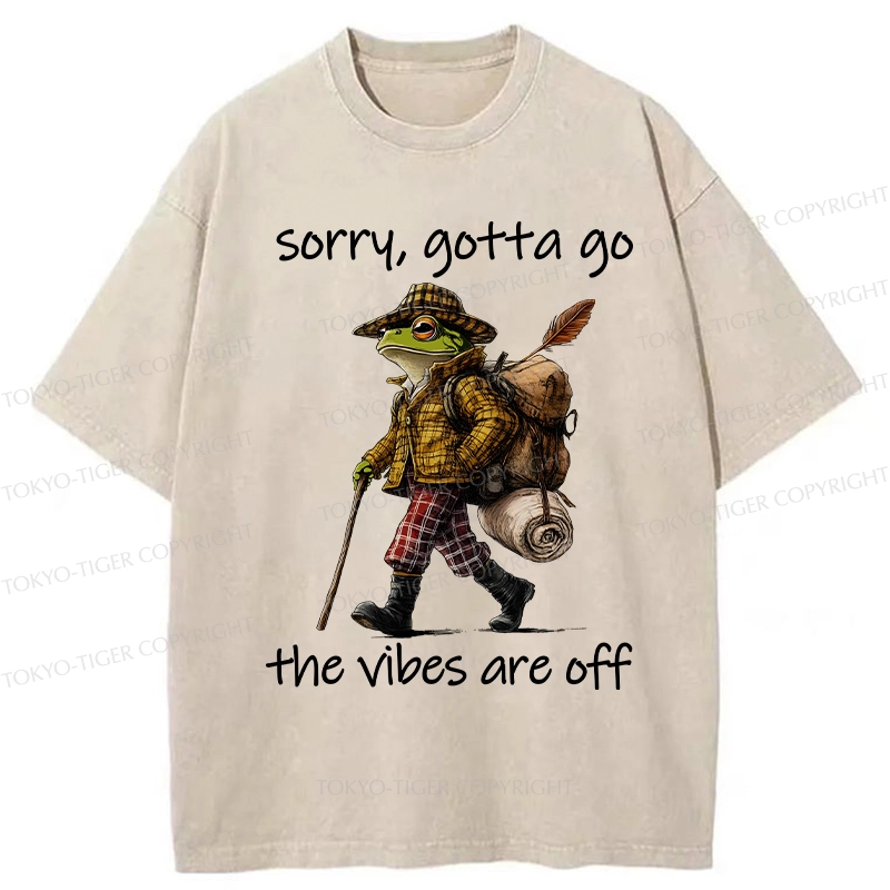 Tokyo-Tiger Funny Frog Walks Away Washed T-Shirt