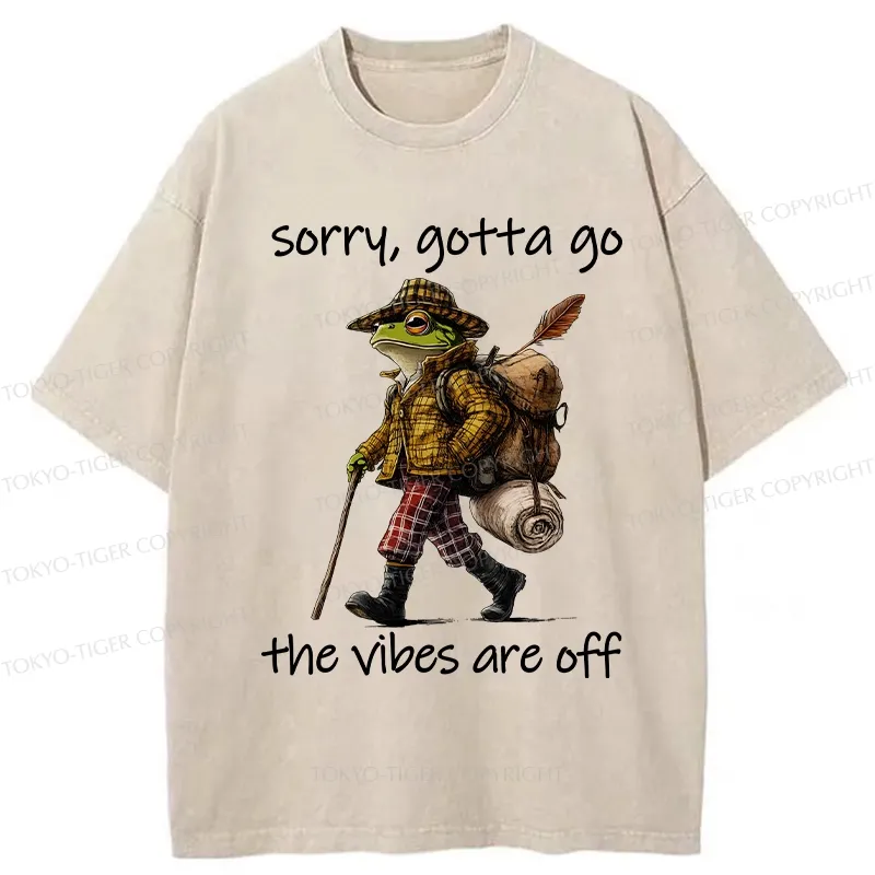 Tokyo-Tiger Funny Frog Walks Away Washed T-Shirt