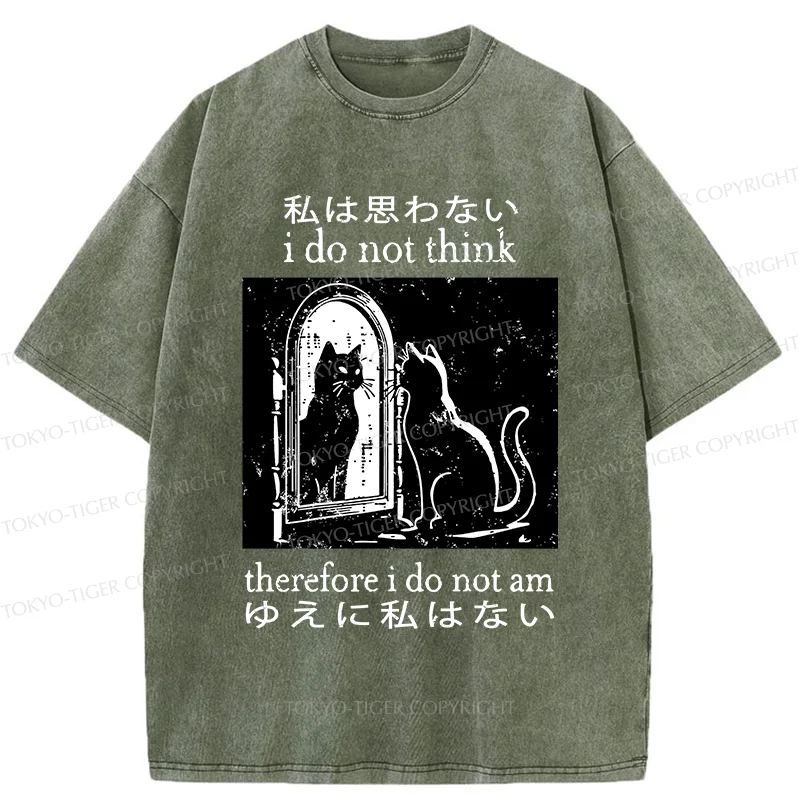Tokyo-Tiger Thinking Black Cat Washed T-Shirt