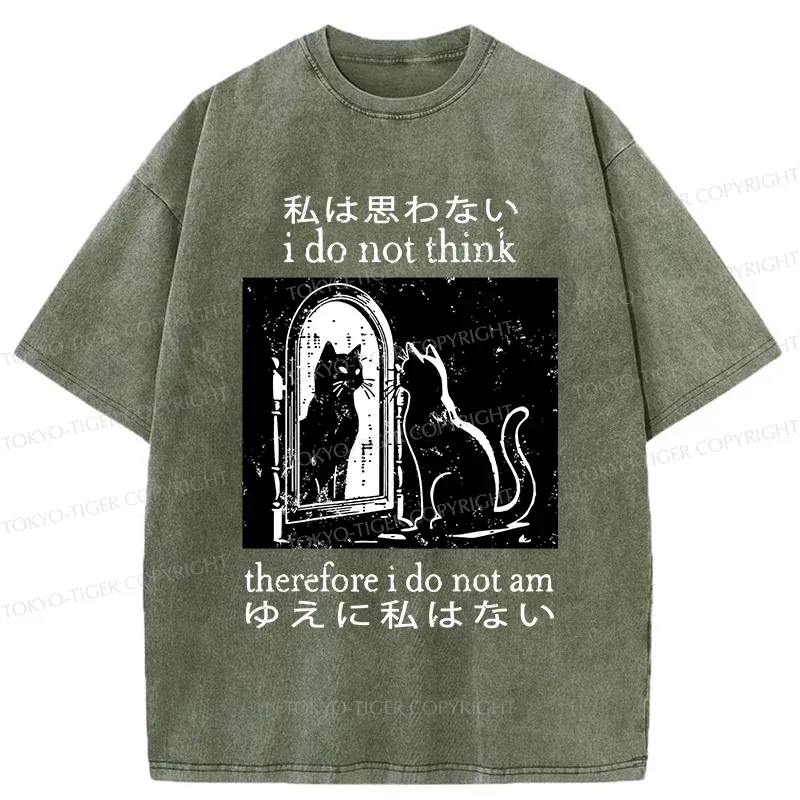 Tokyo-Tiger Thinking Black Cat Washed T-Shirt