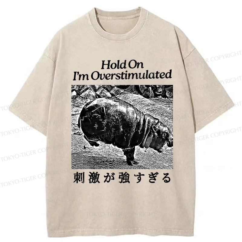 Tokyo-Tiger Overstimulated Moo Deng Washed T-Shirt