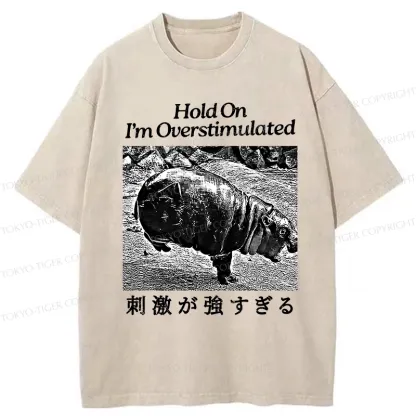 Tokyo-Tiger Overstimulated Moo Deng Washed T-Shirt