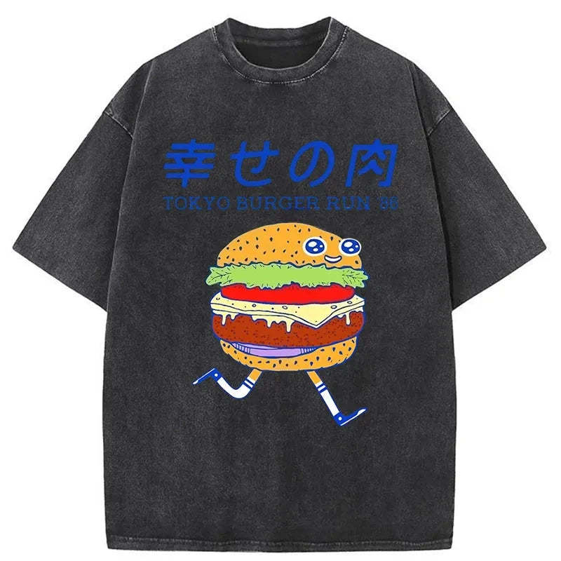 Tokyo-Tiger Tokyo Burger Run Japanese Washed T-Shirt